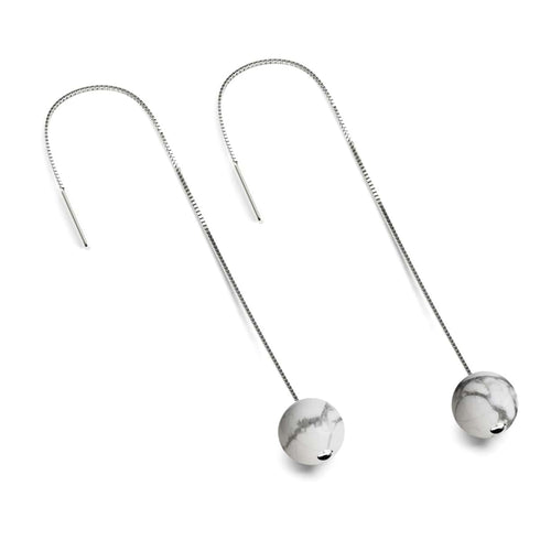 Howlite | .925 Sterling Silver | Gemstone Chain Drop Threader Earrings